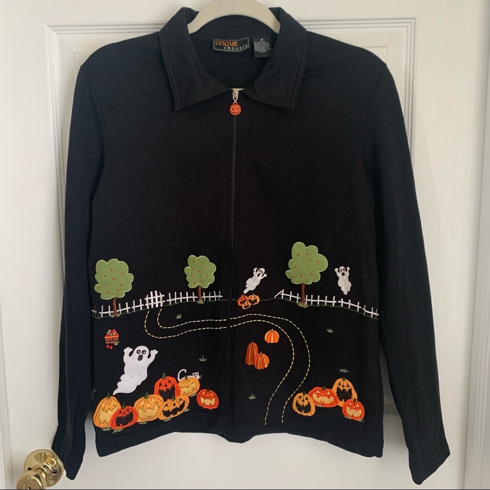 Halloween Lightweight Zipper Jacket Top Size Medium